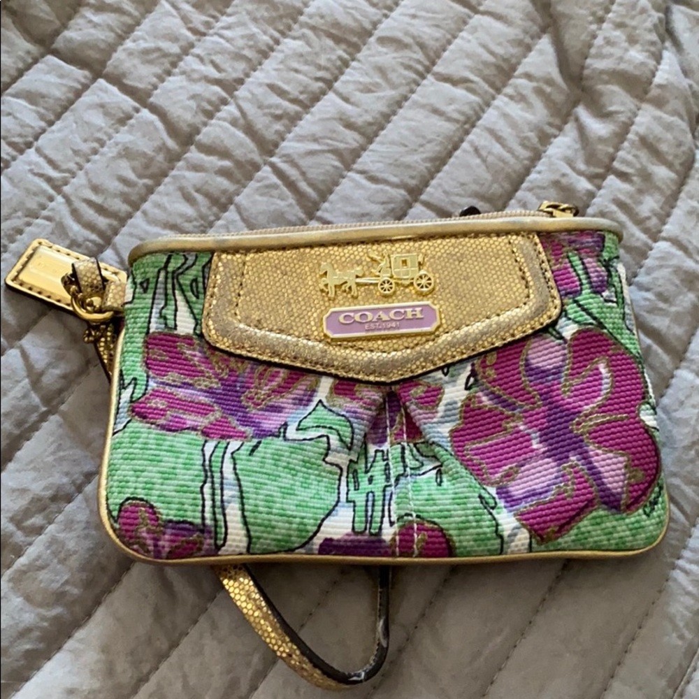 Coach flowered wristlet